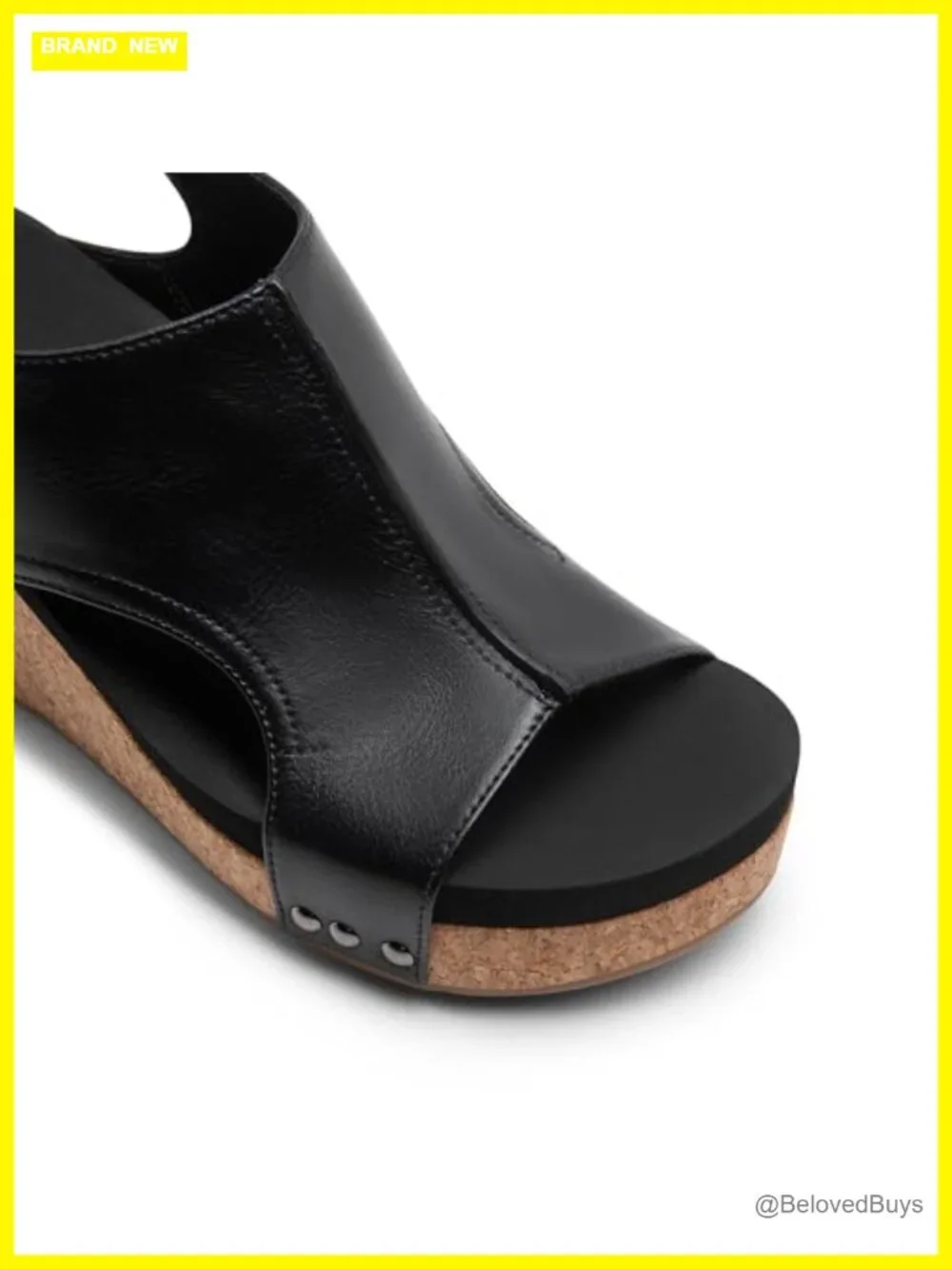 Women's Cork Peep-Toe Platform Wedge Sandals Faux Leather 2.5